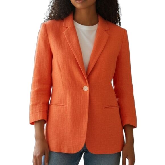 Harve Benard Jackets & Blazers - Vintage Orange Linen Harve Bernard Blazer Jacket